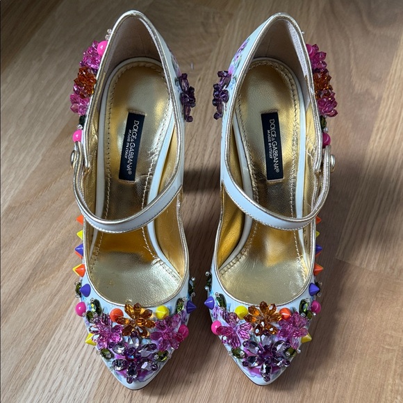Dolce & Gabbana Patent Leather Crystal Colorful Embellishments D’Orsay Pumps - Picture 2 of 16